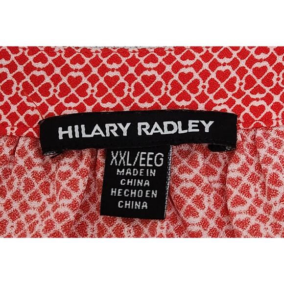 Hilary Radley Red White Geo Print Short Capped Sleeves XXL Plus Lightweight Soft - Picture 4 of 5